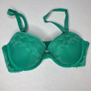 Aerie Ella Bra 36C Demi Cup Underwire Turquoise Lace Bra